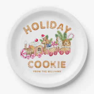 Gingerbread House Cookie Exchange Christmas Party Paper Plate