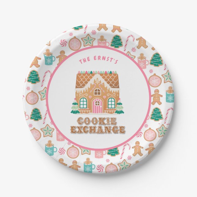 Gingerbread  House | Cookie Exchange Personalized  Paper Plate (Front)