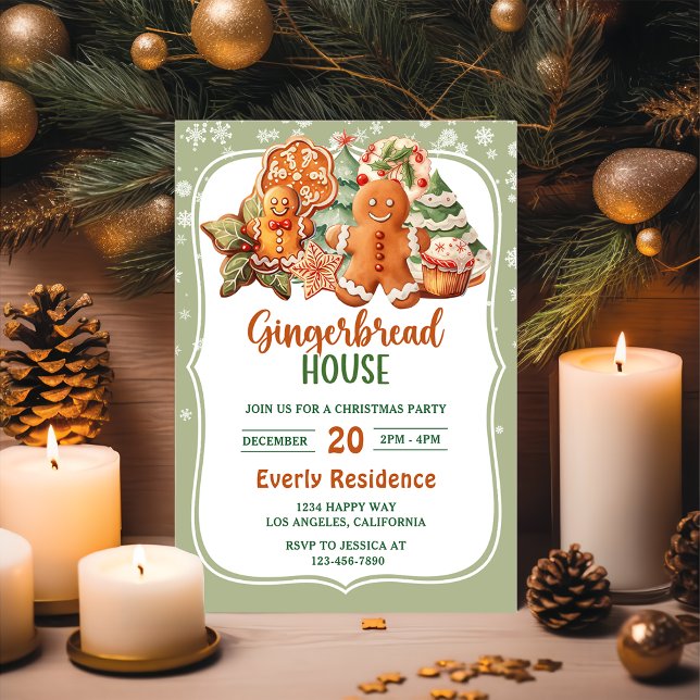 Gingerbread House Cookies Christmas Party  Invitation (Creator Uploaded)