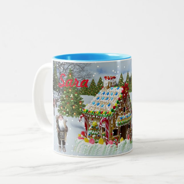  GINGERBREAD HOUSE CUSTOM Two-Tone COFFEE MUG (Front Left)