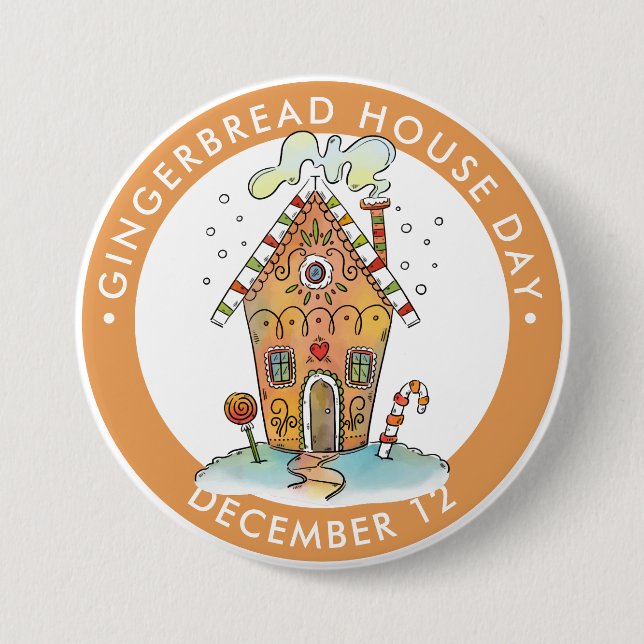 Gingerbread House Day, candy house 3 Inch Round Button (Front)