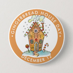 Gingerbread House Day, candy house 3 Inch Round Button