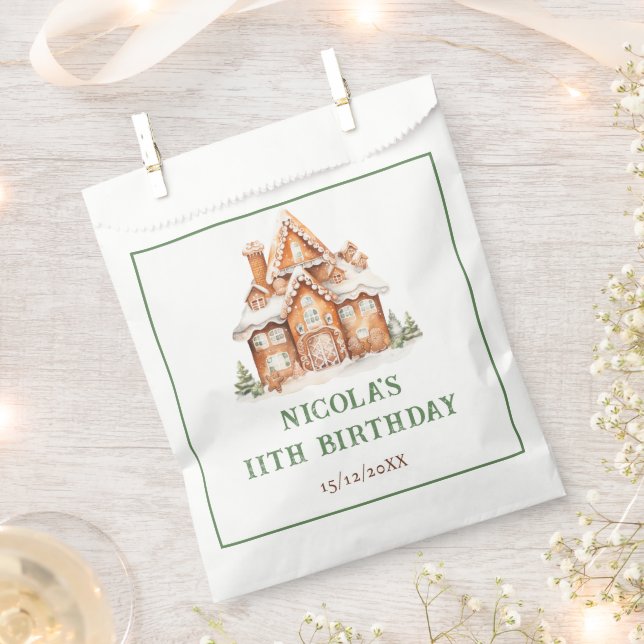 Gingerbread House Decorating Birthday Party Favour Bag (Clipped)