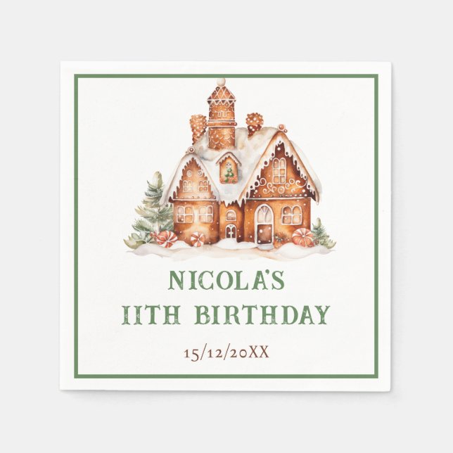 Gingerbread House Decorating Birthday Party Napkin (Front)