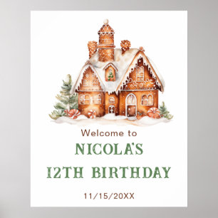 Gingerbread House Decorating Birthday Party Poster