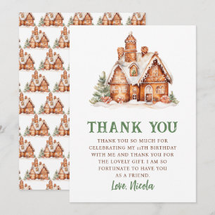 Gingerbread House Decorating Birthday Party Thank You Card