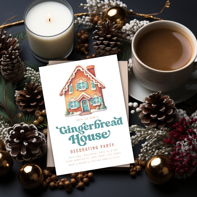 Gingerbread House Decorating Christmas Party Invitation (Gingerbread House Decorating Christmas Party Invitation)
