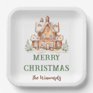 Gingerbread House Decorating Christmas Party Paper Plate