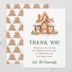 Gingerbread House Decorating Christmas Party Thank You Card