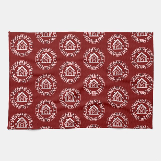 Gingerbread House Decorating Crew Christmas Family Kitchen Towel (Horizontal)