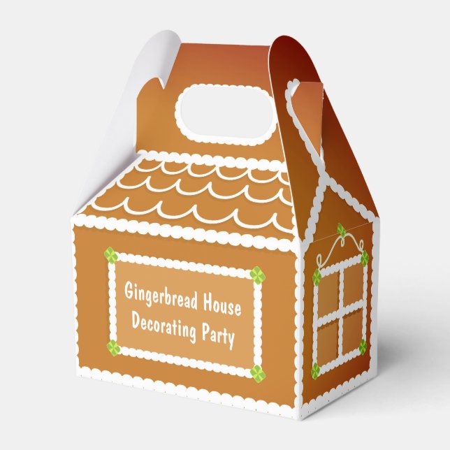 Gingerbread House Decorating Party Christmas Favor Box (Front Side)