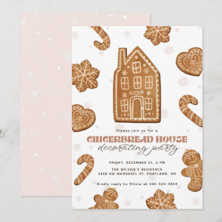 Gingerbread House Decorating Party Christmas Invitation
