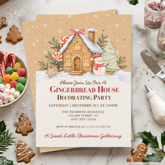 Gingerbread House Decorating Party Christmas Invitation