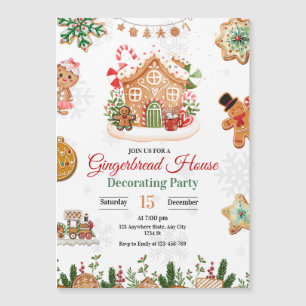 Gingerbread House Decorating Party Christmas Magnetic Invitation