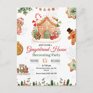 Gingerbread House Decorating Party Christmas  Postcard