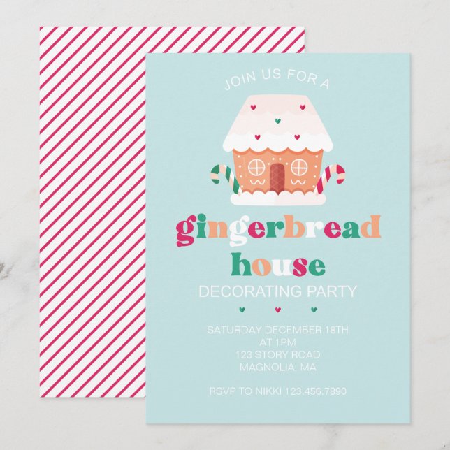 Gingerbread House Decorating Party Invitation (Front/Back)