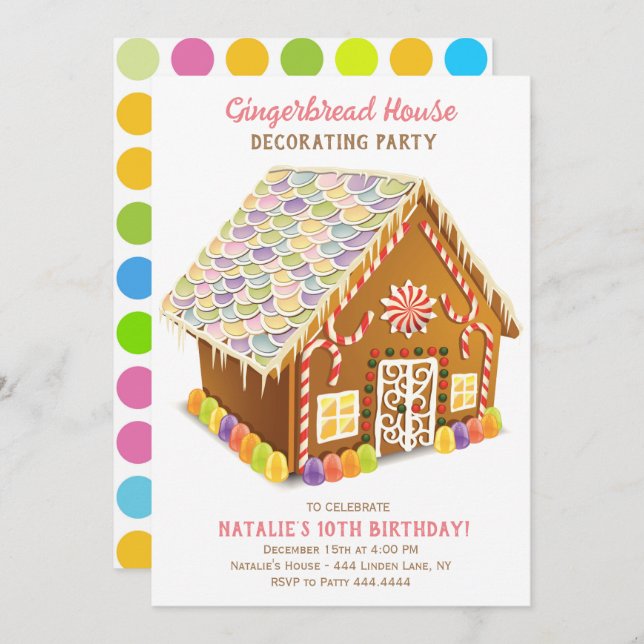 GINGERBREAD HOUSE DECORATING PARTY INVITATION (Front/Back)