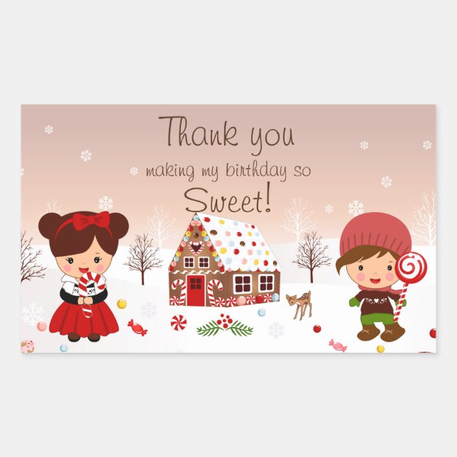 Gingerbread House Decorating Party Thank you Sticker (Front)