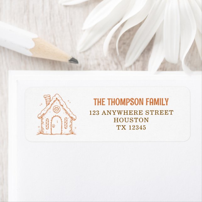 Gingerbread House Doodle Christmas Return Address  (Insitu)