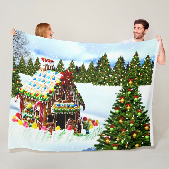 GINGERBREAD HOUSE FLEECE BLANKET (In Situ)