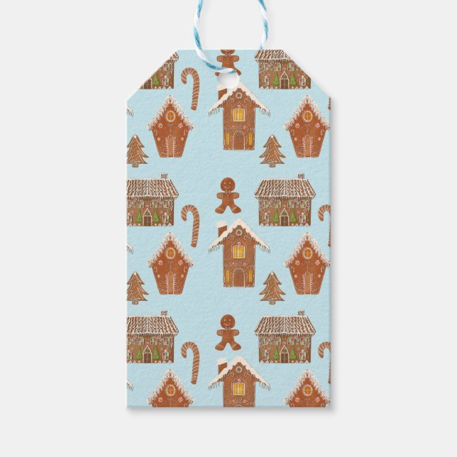 Gingerbread House & Gingerbread Cookies Gift Tags (Front)