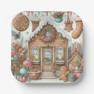 Gingerbread House Gingerbread Joy Paper Plate