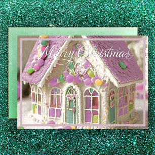 Gingerbread House Green Holiday Card