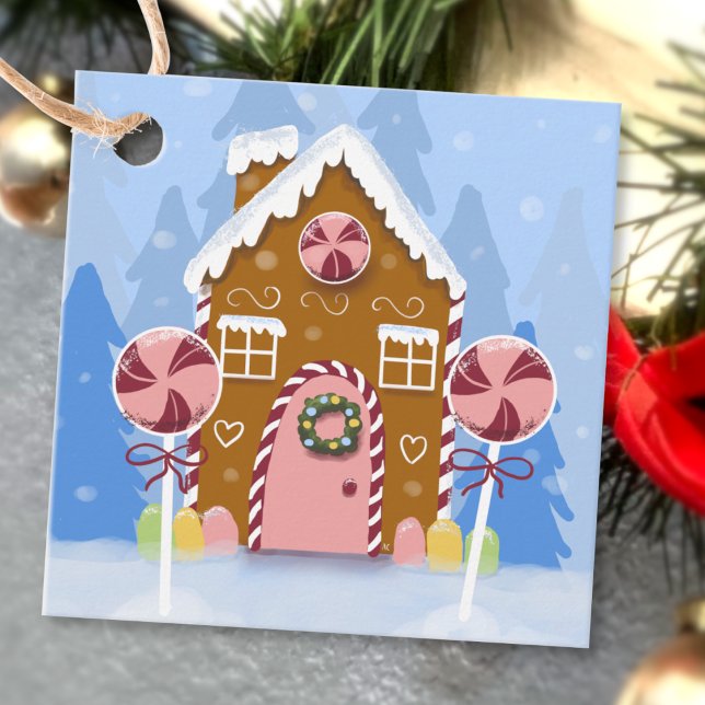 Gingerbread House Holiday Blue Gift Tags (Creator Uploaded)