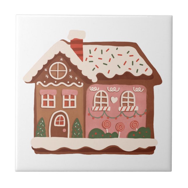 Gingerbread House Holiday Christmas Decorative Tile (Front)