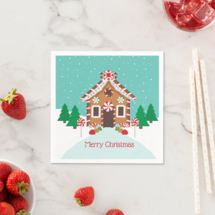 Gingerbread House Holiday Christmas Party Napkin
