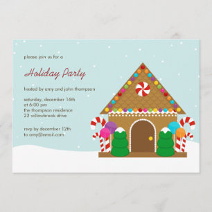 Gingerbread House Holiday Party Invitation
