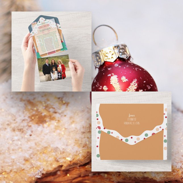 Gingerbread House Holiday Photo All-In-One Card (Gingerbread House All-In-One Christmas Card with tear off photo)