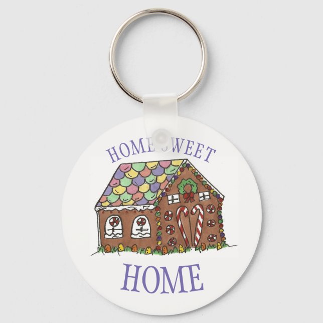 Gingerbread House Home Sweet Home Christmas Xmas Keychain (Front)