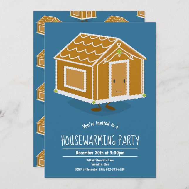 Gingerbread House Housewarming Party Invitation (Front/Back)