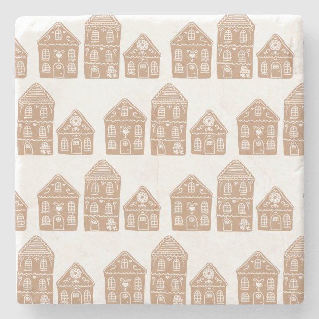 Gingerbread House Illustration Stone Coaster (Front)