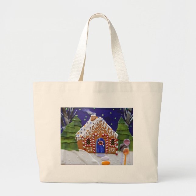 Gingerbread House Large Tote Bag (Front)