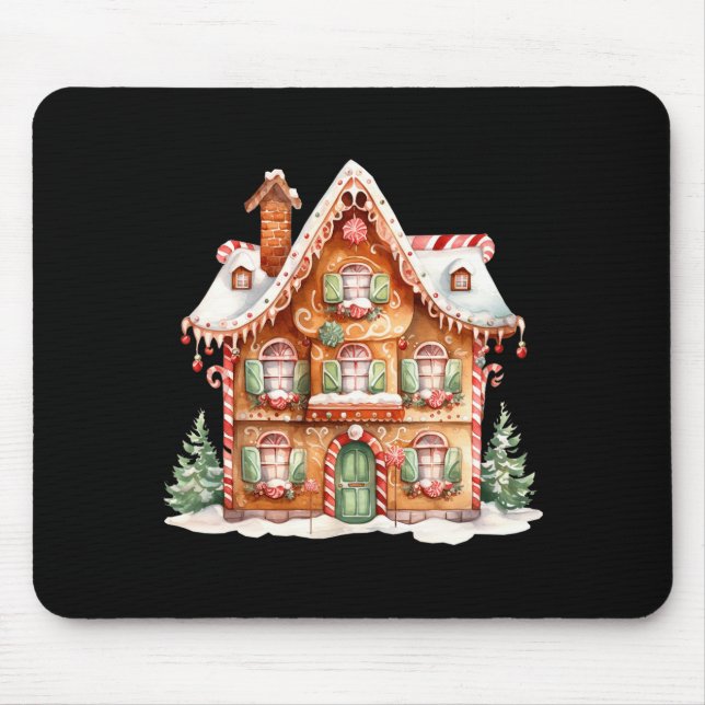 Gingerbread House Long Sleeve  Mouse Pad (Front)