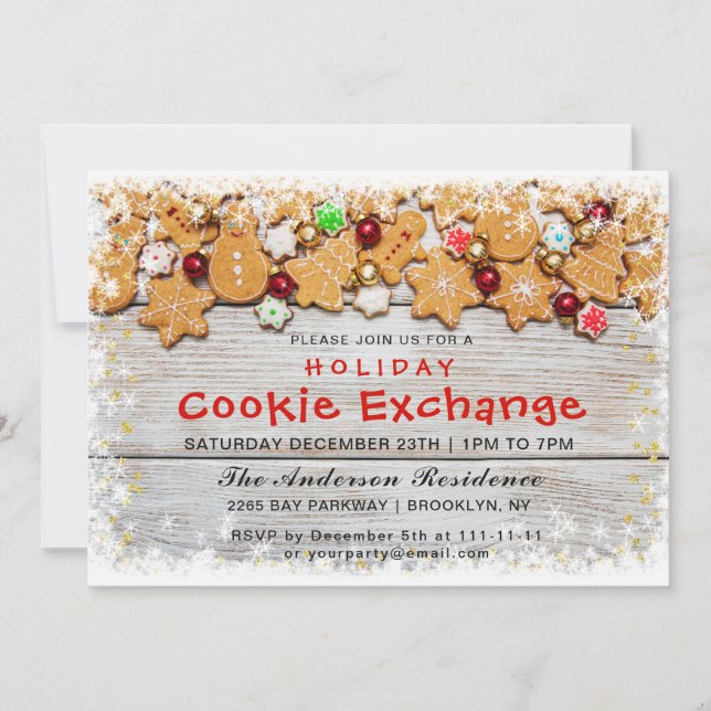 Gingerbread House, Man Holiday Cookie Exchange Invitation (Front)