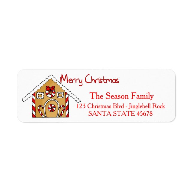 Gingerbread house Merry Christmas  address label (Front)