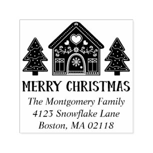 Gingerbread House Merry Christmas Name & Address Self-inking Stamp