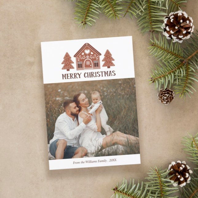 Gingerbread House Merry Christmas Photo Holiday Card (Creator Uploaded)