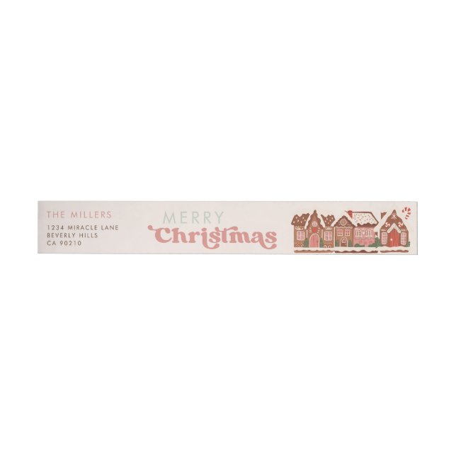 Gingerbread House Modern Merry Christmas Wraparound Address Label (Individual)