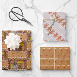 Gingerbread House Mouse & Cookie Watercolor Art Wrapping Paper Sheet