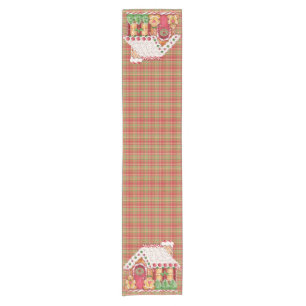 Gingerbread House on Plaid - Table Runner
