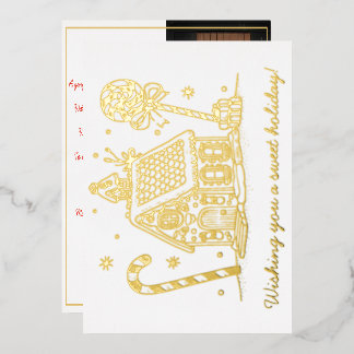 Gingerbread House | One Photo  Foil Holiday Card