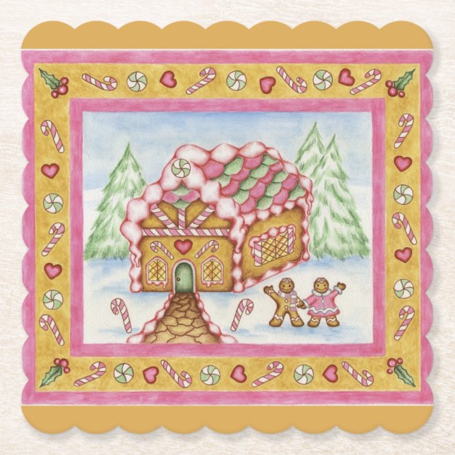 Gingerbread House Paper Coasters (Front)