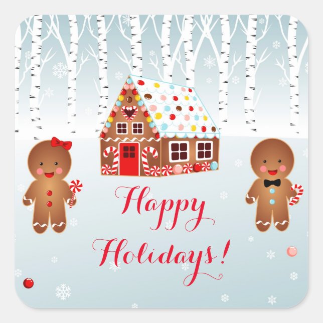 Gingerbread House party  Square Stickers (Front)