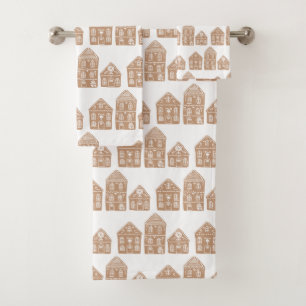 Gingerbread House Pattern Bath Towel Set