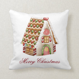 Gingerbread House Personalize Throw Pillow