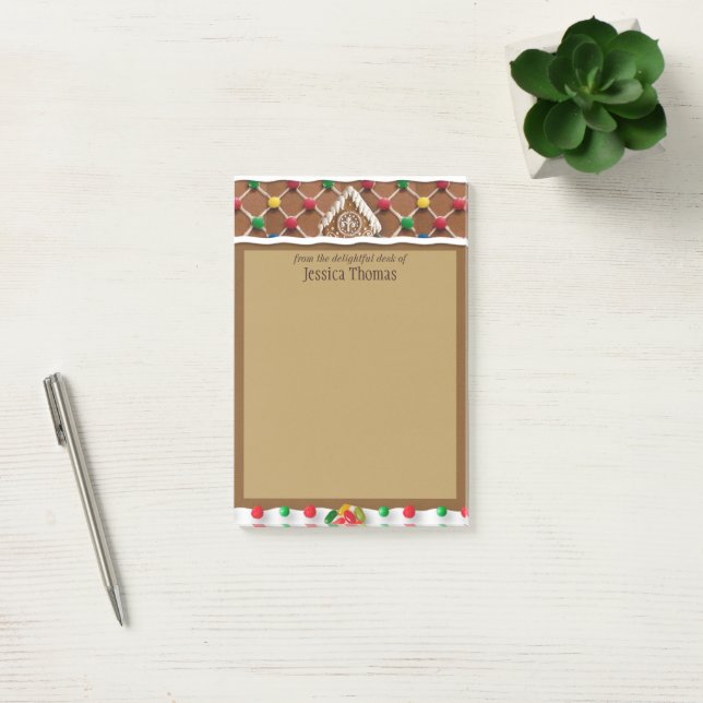 Gingerbread House Personalized Post-it Notes (Office)